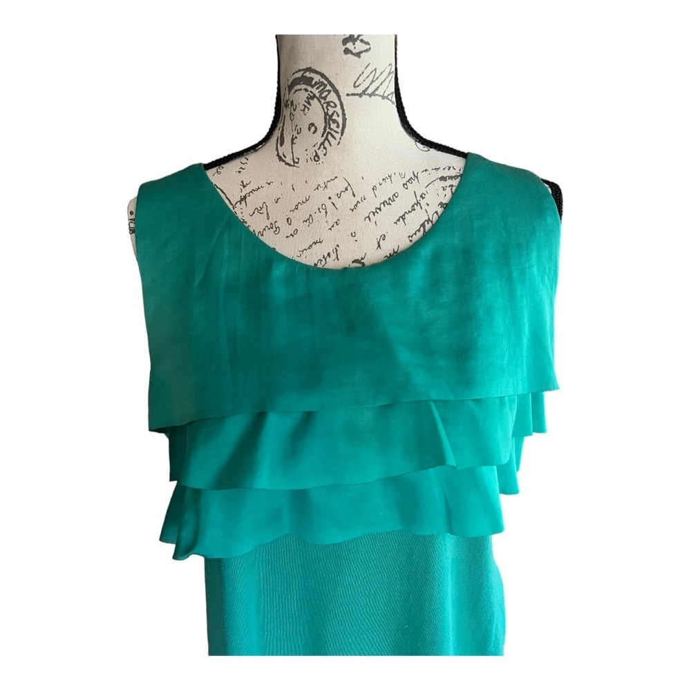 Deletta Anthropologie Top Womens Medium Geen Layered Mixed Media Sleeveless L - Picture 6 of 10